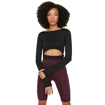 Image of Trendyol Women Sportswear Fitted Basic Crew Neck Knitted Blouse Schwarz