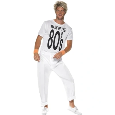 Image of Smiffys Made in 80s Costume, White, L Size 42inches 44inches