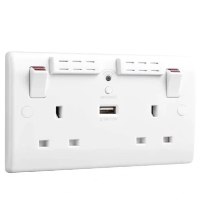 Image of BG ELECTRICAL 822UWR Double Wall Socket with WiFi Extender &amp; USB White
