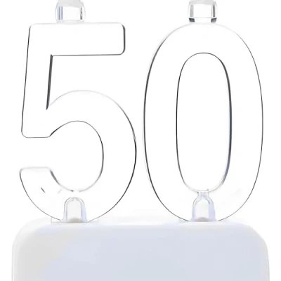 Image of Unique Party 37545 Colour Changing Flashing Number 50 Birthday Candle Holder with 4 Candles