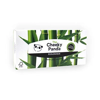 Image of The Cheeky Panda Bamboo Tissues Box of 80 (3 Ply) Rectangular Box, Hypoallergenic, Plastic , Eco Friendly, Super Soft, Strong &amp; Durable