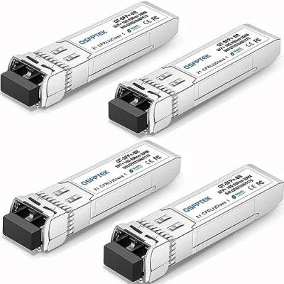 Image of QSFPTEK 4Pack 10G SR SFP+ 850nm 300M Module 10GBASE Multimode LC Transceiver for Cisco SFP SR, Ubiquiti UF MM 10G, Netgear, Mikrotik, D Link, Supermicro Other Switches (850nm, 300M, DDM)