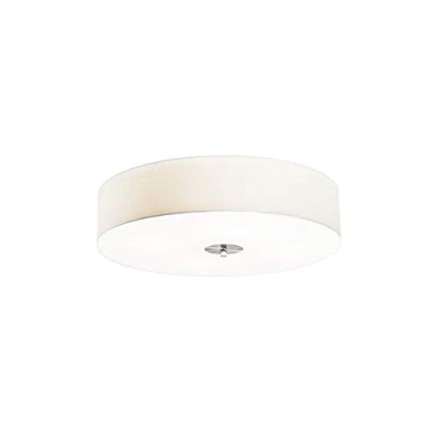 Image of Qazqa Rural Ceiling Lamp I Flush Light White 50 cm Drum Jute Modern Suitable for LED E27 4 Fabric Living Room Kitchen Bedroom