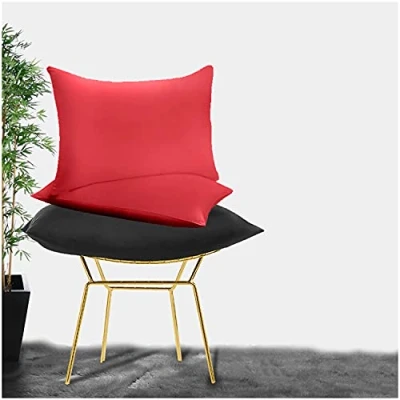 Image of Percale Non Iron Housewife Pillowcases, Luxury Poly Cotton Plain Dyed Pillow Pair, Red, 50x75 Cm
