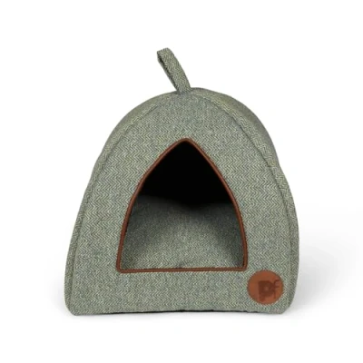 Image of Petface Sage Herringbone Igloo Cat Bed