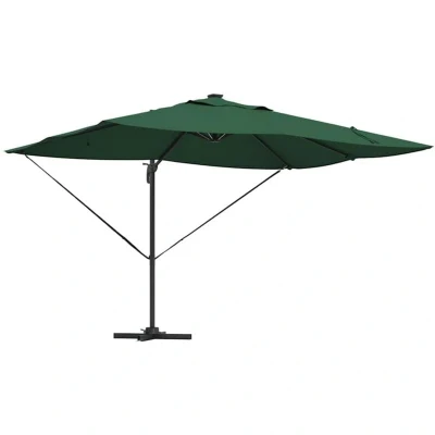 Image of vidaXL Cantilever Roma Parasol with LEDs Green 352x251x265 cm Aluminium
