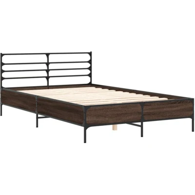 Image of vidaXL Bed Frame without Mattress Brown Oak 120x190 cm Small Double