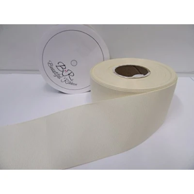 Image of Beautiful Ribbon 2 metres of 50mm Grosgrain Ribbed Ivory Double Sided 50 mm 5cm 2&quot; Inch