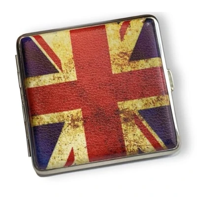 Image of Union Jack Cigarette Case, Holds 20 Cigarettes, United Kingdom Flag Design