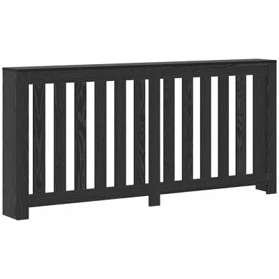 Image of vidaXL Radiator Cover Black Oak 175x20x82 cm Engineered Wood