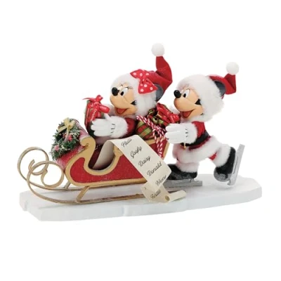 Image of Department 56 Possible Dreams Disney Mickey and Minnie Mouse Fun on Ice Figurine, 7 Inch, Multicolor