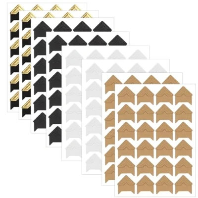 Image of Acooruiteng Photo Corners for Scrap Book Self Adhesive Stickers Corner Picture Mounting Albums Scrapbook DIY Craft 192 Pcs 8 Sheets