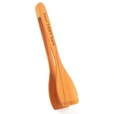 Image of tuuli Kitchen Personalised Cherry Wood Barbecue Tongs with Individual Laser Engraving