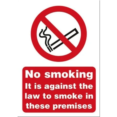 Image of SECO No Smoking It Is Against The Law To Smoke In These Premises Sign, A5 Self Adhesive Vinyl