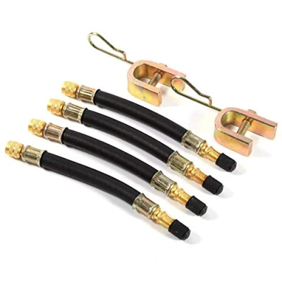 Image of Tire Valve Extension Adaptor,4x 140mm Flexible Tyre ExtensionTire Wheel Truck Transit Adaptor + Clamps