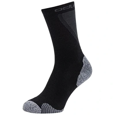 Image of Odlo Crew Active Warm Running Socks Size 36 38, Black Moisture Wicking &amp; Insulated Comfort