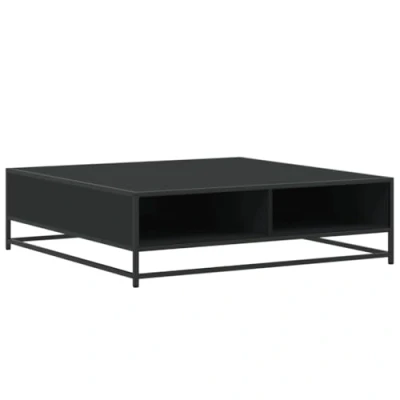 Image of vidaXL coffee table black engineered wood &amp; metal square tea/end side for living room/lounge, 100x100x30 cm
