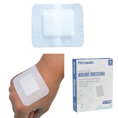 Image of Adhesive Wound Dressings (80mm x 100mm) **Pack of 10** Sterile for Wounds, Cuts, Grazes, Diabetic Leg Ulcers, Venous Ulcers &amp; Small Pressure Sores Hypoallergenic Plasters Wounds