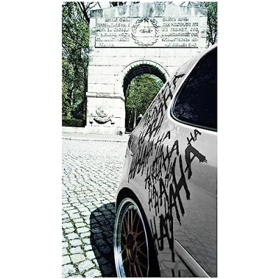 Image of Finest Folia Tuning Film, “Hahaha Graphic Lettering, Large Joker/Batman Sticker, KV029 (Matt Black 075)
