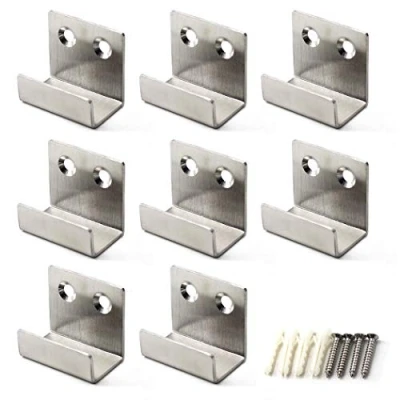 Image of Ceramic Tile Display Bracket Hanger Stainless Steel Wall Mounted Hook Silver (Pack of 8)