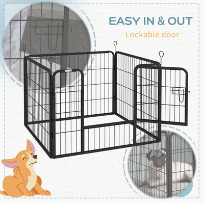 Image of PawHut Metal Pet Playpen Dog Kennel w/Door Latches In/Outdoor Use 82Lx82Wx60Hcm