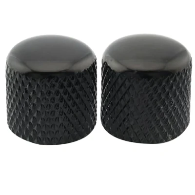 Image of Musiclily Pro Inch Fine 24 Splines Steel Dome Knobs Push on Control Knob 18mm for USA Electric Guitar or Bass, Black (Set of 2)