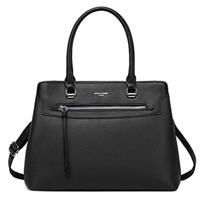 Image of David Jones Women&#039;s Handbag Elegant Ladies PU Leather Tote Bag Multiple Compartment Pocket Shopper Top Handle Satchel Fashion City Crossbody Black