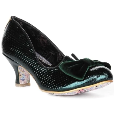 Image of Irregular Choice Dazzle Razzle Women&#039;s Metallic Teal Mid Heel Skanesn Shoes (Green, UK 5)