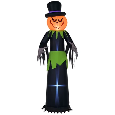 Image of Outsunny 8FT Tall Halloween Inflatable Pumpkin Ghost in A Hat Decoration