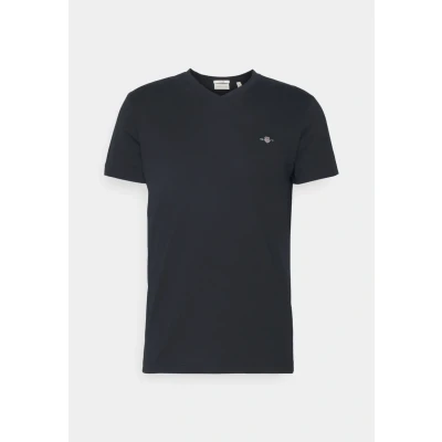Image of GANT SLIM Shield Vneck Basic Tshirt, Men&#039;s, Size: XS, Black