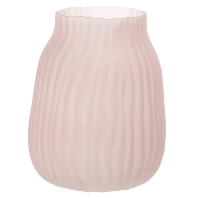 Image of JAKY Global Large Modern Pink glass Vase H 21cm Tall Ribbed for Flowers Decor Perfect Home, Office, Farmhouse Table Centerpieces and Living Room Vases Flowers(Pink 21cm)