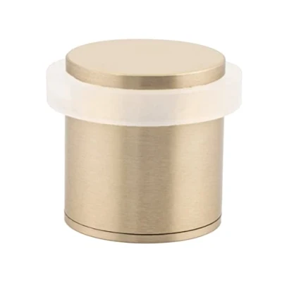 Image of Door Stop, 28 x 30 mm, Threaded Base, Brass, Includes Screw + Mounting Dowels, EVI Fittings (Matt Brass Rubber)