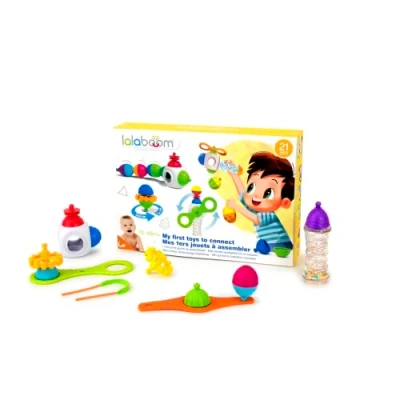Image of Lalaboom Preschool Learning Toy Construction Gift Set Step by 6 Classic toys and 7 Chunky Beads with accessory 21 pieces From 10 months to 4 years old, BL600