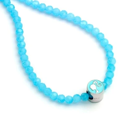 Image of Barbie™️ Blue Bead Necklace Silhouette Charm