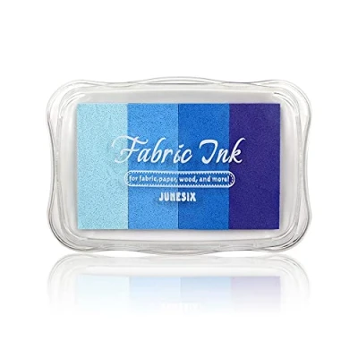 Image of Colorful Fabric Ink Pads, Craft Rainbow Finger Pads Stamps Partner, Washable Pigment Pad for Rubber Stamps, Kids Card Making, Paper Wood (Multi Blue)
