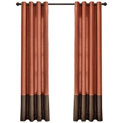 Image of Lush Decor, 54 x 95, Brown/Rust White/Gray Prima Window Curtains Panel Set for Living, Dining Room, Bedroom (Pair), 95 inch