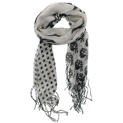 Image of Zac&#039;s Alter Ego Long Lightweight Scarf with Graduated Black Pirate Skulls
