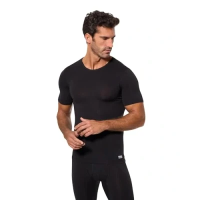 Image of Abanderado Short sleeve Cotton Thermal Tech 041Y Mens t shirt Black Size Large