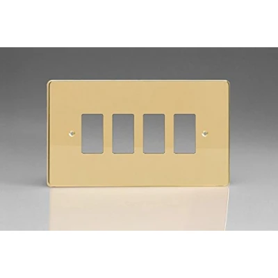 Image of Varilight 4 Gang Grid Plate (Twin Plate) Polished Brass XDVPG4 P
