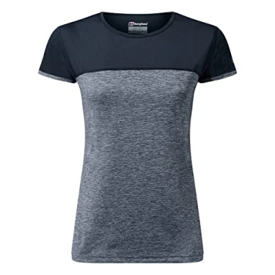 Image of Berghaus Women&#039;s Voyager Short Sleeve Tech Tee Base Layer, Carbon Marl/Jet Black, 12