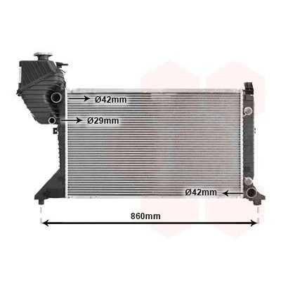 Image of 9015003800, A9015003800 Engine radiator VAN WEZEL 30002343 Aluminium 680mm 405mm 42mm with oil cooler Brazed cooling fins