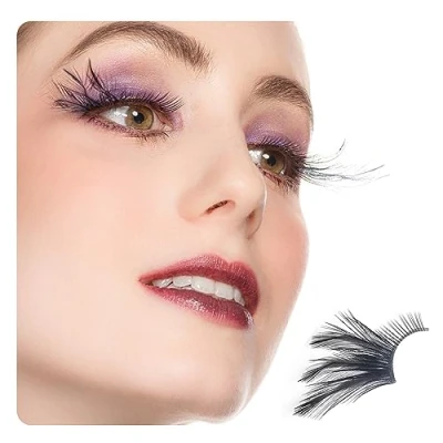Image of Dorisue Halloween Feather Eyelashes witch makeup Cat eyes Black tail Lashes extension Wedding Show Cosplay false drama theatre model Hand made Luxury Fashion Fake