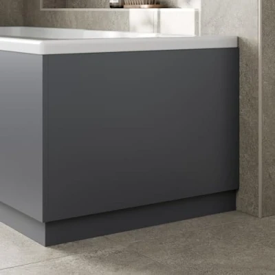 Image of Aurora® Modern 750mm End MDF Bath Panel 18mm Wooden Panels for Bathroom Baths Soaking Tubs, Adjustable Plinth, Easy to Cut, Grey Gloss