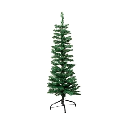 Image of 4ft (1.2m) Green Slim Pencil Christmas Tree with 168 Tips and Metal Stand Small Artificial Xmas for Compact Spaces