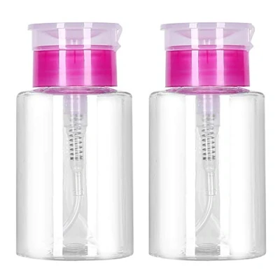 Image of Leevia 2 Pcs 180ml Nail Polish Remover Pump Dispenser Push Down Cleanser Bottle Liquid Container for and Makeup Art Tool Travel Set