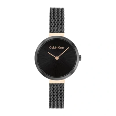 Image of Calvin Klein Analogue Quartz Watch for Women with Black Stainless Steel mesh Bracelet 25200084