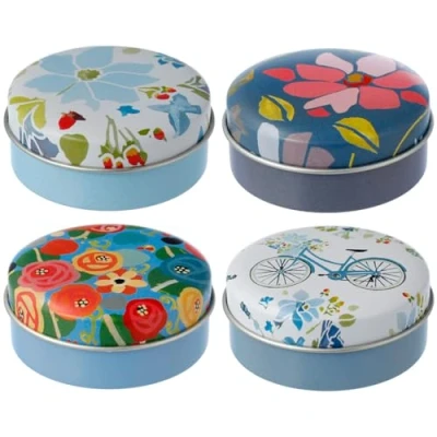 Image of Pretty Blue Floral Lip Balm in Tin Julie Dodsworth Mini Gift Cracker Filler