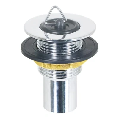 Image of SPARES2GO Sink Waste Plug Chrome Brass Caravan Motorhome Campervan Boat Basin Straight Pipe (3/4&quot; 20mm)