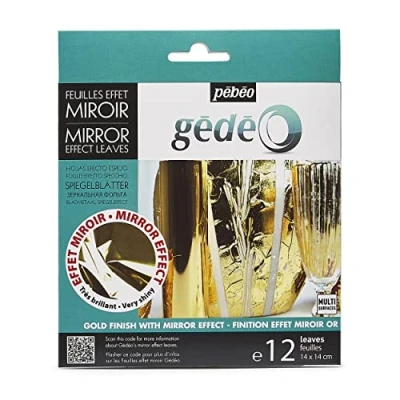Image of PEBEO GÉDÉO 766549 Pack of 12 Mirror Effect, Metal, Gold, 0.02 x 15.5 18.5 cm