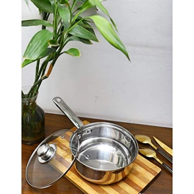 Image of Sabichi Essential 20cm Saucepan, stainless steel, Silver, 21.5 x 39.5 cm